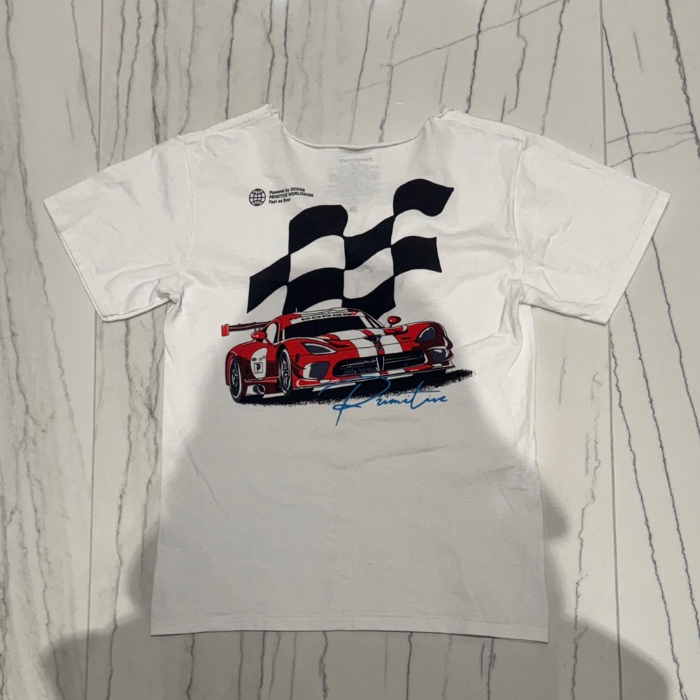 Dodge - White Off-the-shoulder cotton white graphic T-Shirt (Brand New) (XS)